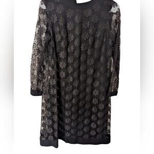 Vintage,Pixi By Sue Webb,1960's Black Floral Long Sleeve Dress, Size 6-8